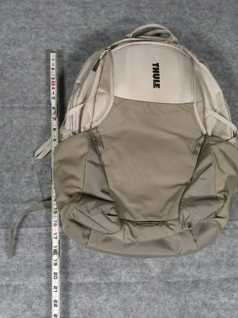Thule Backpack Brown Tan Travel Work Laptop Organizer Daypack Bag with Safezone